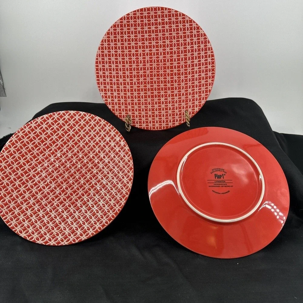 Salad Plates Set of 3 Pier 1‎ Imports Stoneware Livingston 8